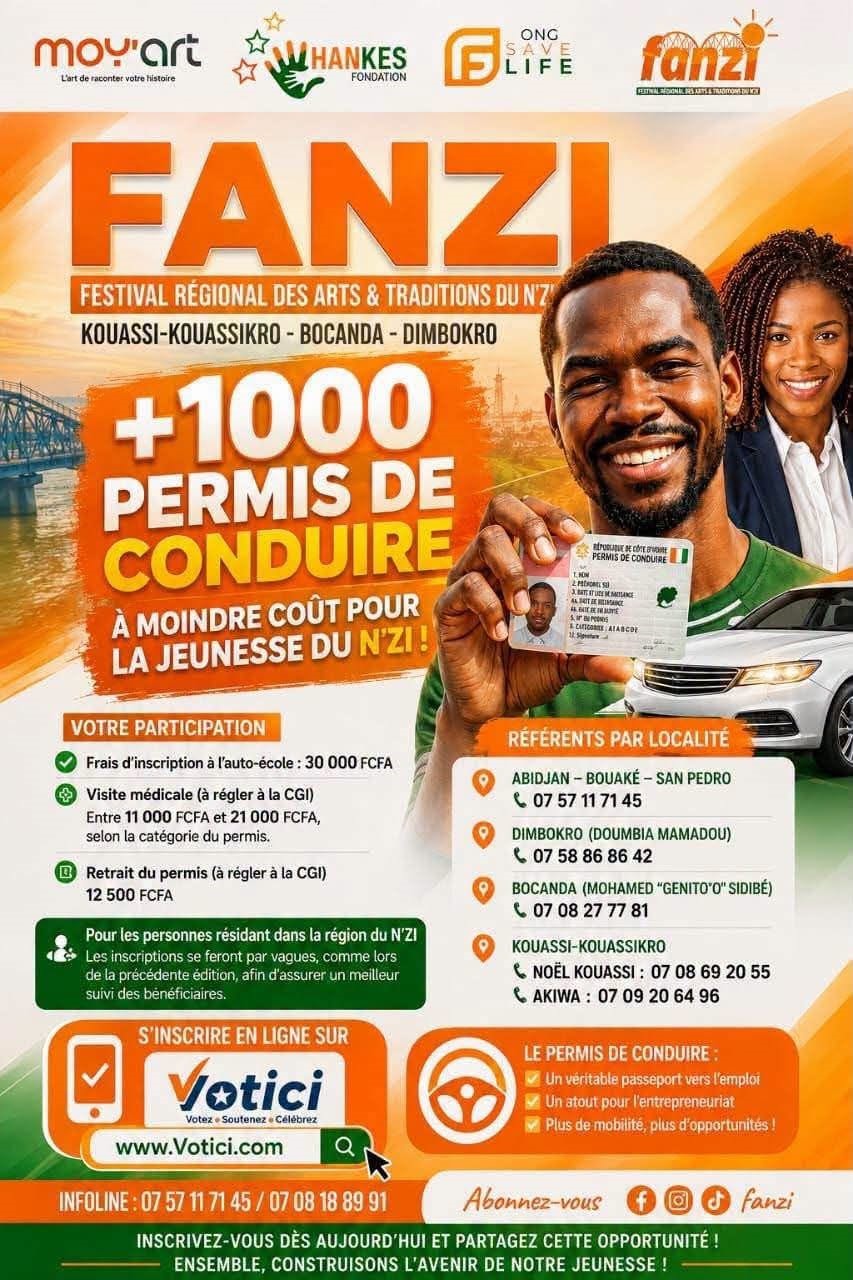 Festival Régional FANZI OFFRE 1000 BONS DE PERMIS DE CONDUIRE